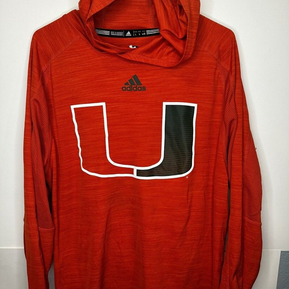 Miami Hurricanes Adidas Hoodie Athletic Orange Men's Large TEAM ISSUED GUC